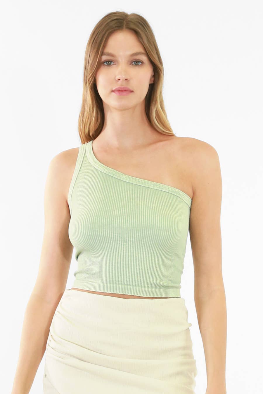 One-Shoulder Wonder Ribbed Crop