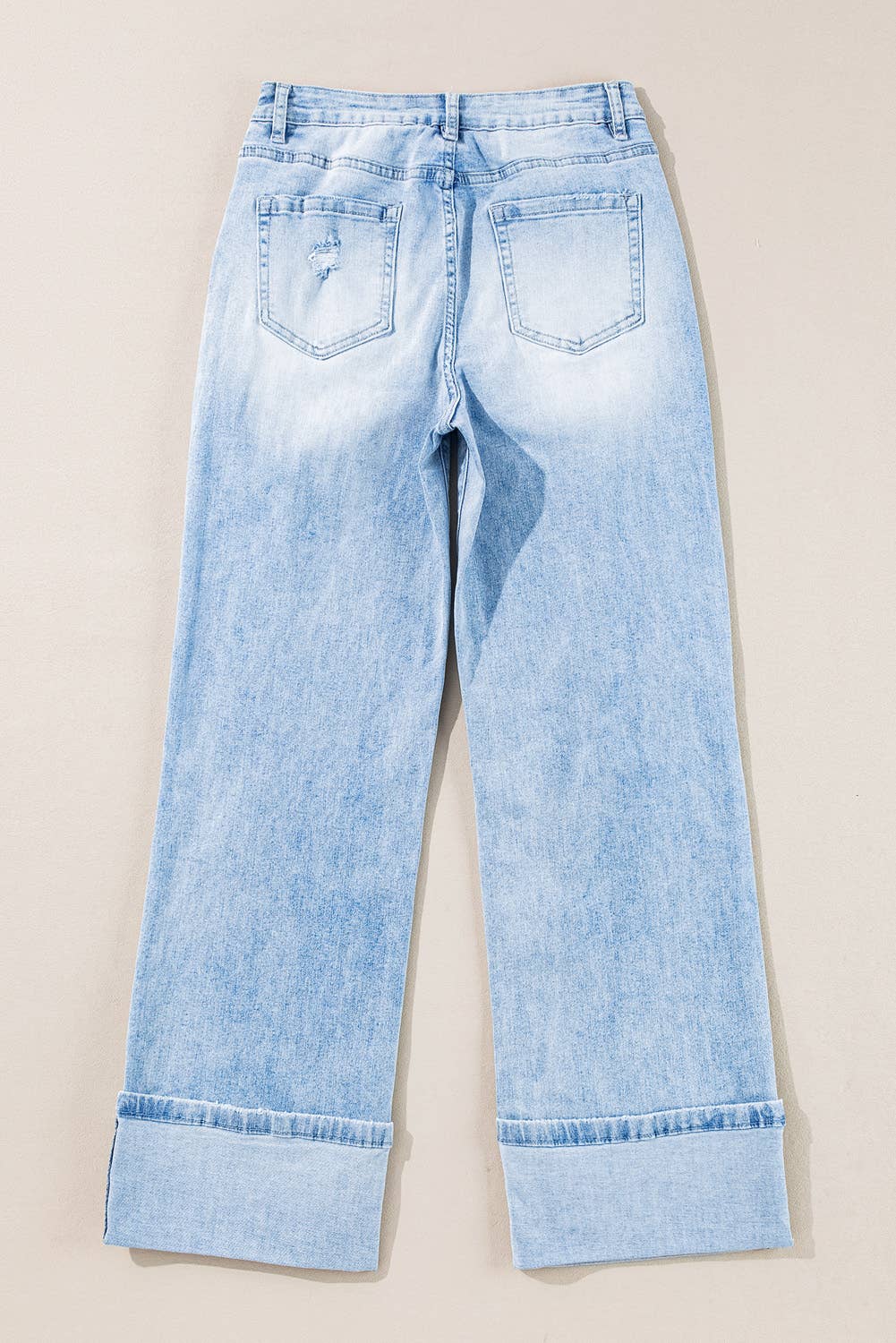 The Rebel Cuff Distressed Jeans – Light Wash Edge
