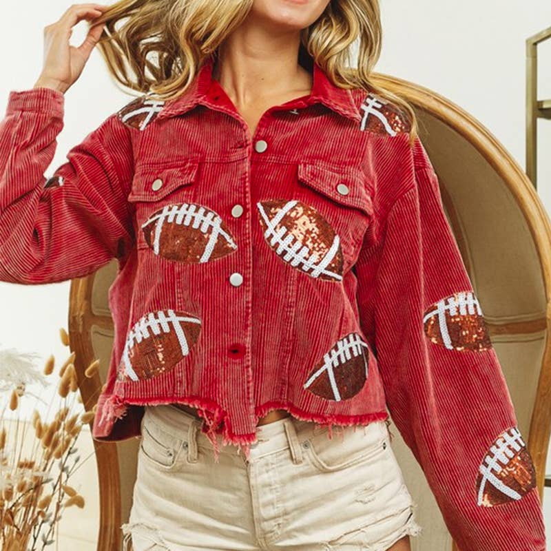 Sequin Football Corduroy Jacket