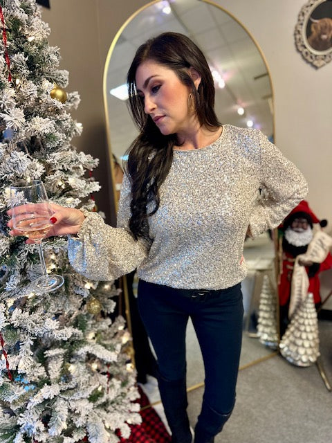 Dolly Puff Sleeve Cut Out Back Blouse