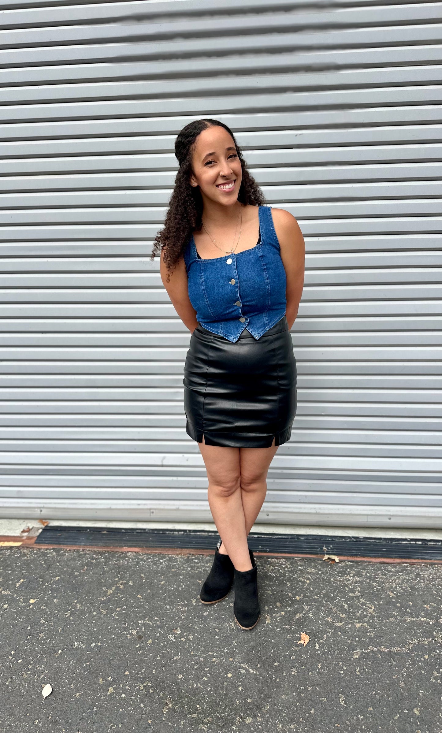 Sarah PU Leather Skirt with Side Slit