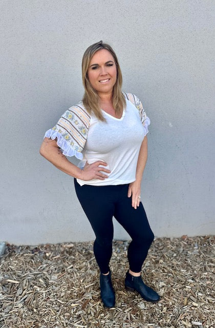 Isabella V-Neck Ruffle Sleeve Top