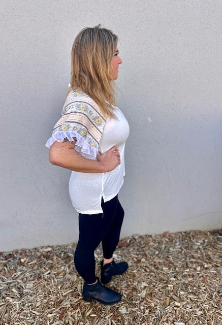 Isabella V-Neck Ruffle Sleeve Top