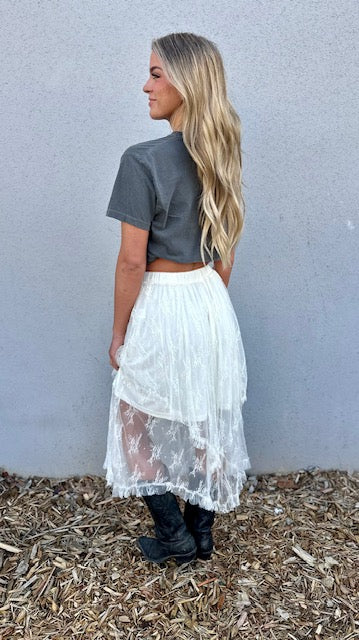 Madelyn Lace Cascading High Waist Skirt