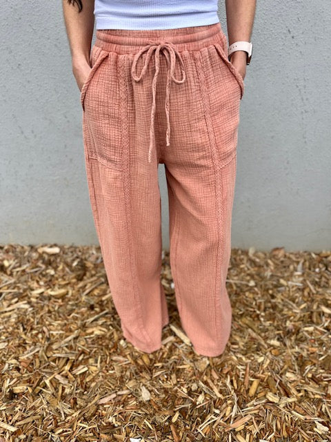 Meadow Lace Trim Linen Pants