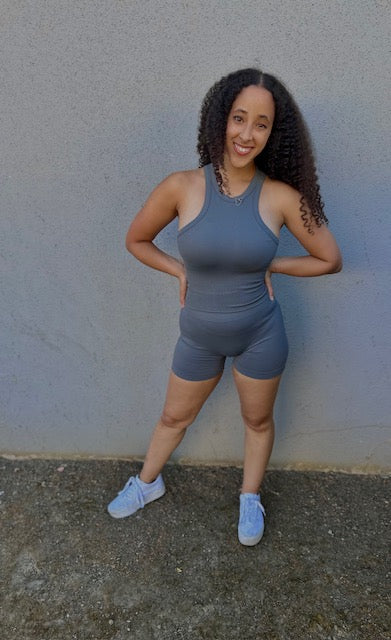 Seamless Racerback Tank Top Short Set-Top