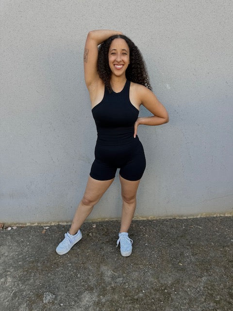 Seamless Racerback Tank Top Short Set-Top