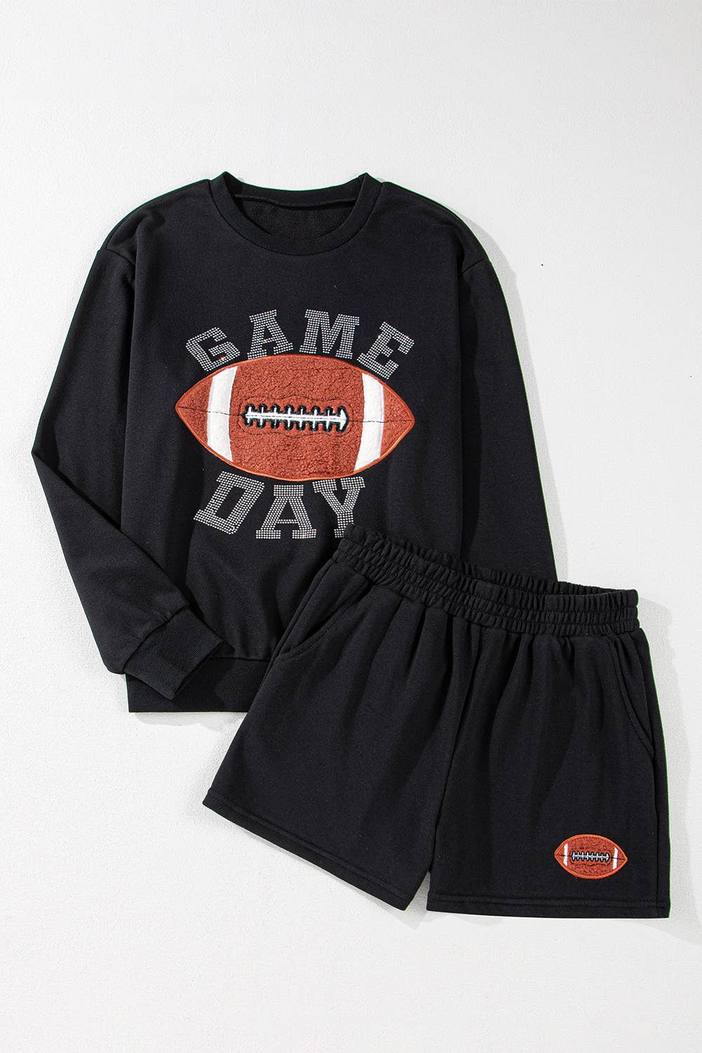 Sunday Kickoff Game Day Lounge Set – Black Football Graphic-Shorts
