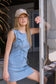 The Bow & Go Mini Dress – Light Wash Denim