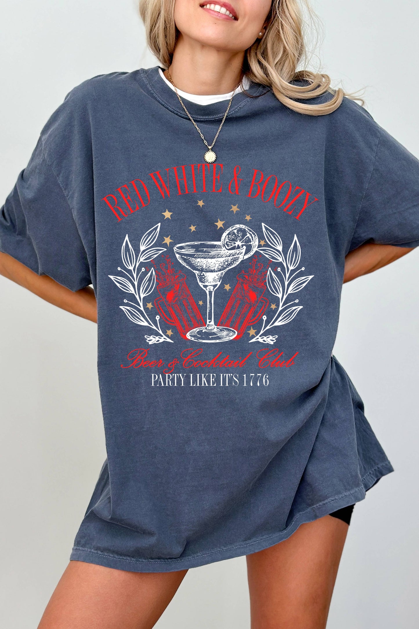 Red, White & Boozy Oversized Graphic Tee