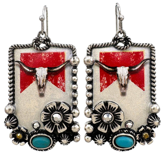 Longhorn Beer Western Earrings