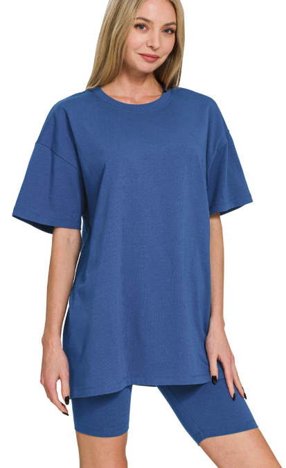 Chic & Comfy Oversized Tee + Biker Shorts Set