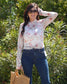 Dove Floral Long Sleeve Mesh Blouse