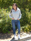 Emerald Zip Up Thumbhole Sleeve Sweatshirt