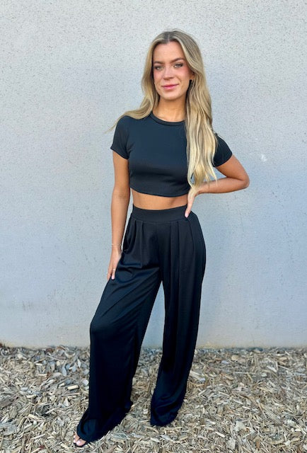 Hailey Wide Leg Lounge Set-Pants