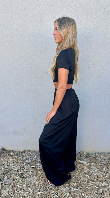 Hailey Wide Leg Lounge Set-Pants