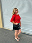 Sarah PU Leather Skirt with Side Slit
