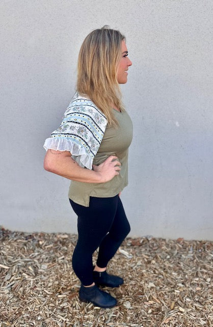 Isabella V-Neck Ruffle Sleeve Top