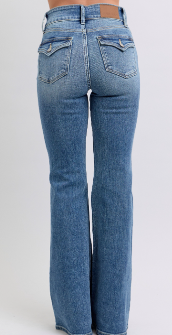 Judy Blue High-Waist Flare Jeans with Vintage Tint