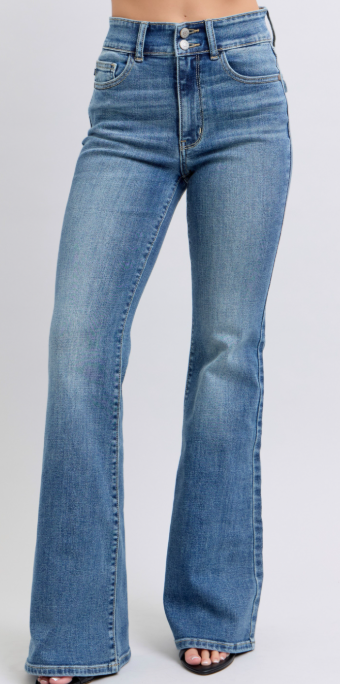 Judy Blue High-Waist Flare Jeans with Vintage Tint