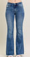 Judy Blue Vintage Wash Flare Jeans with Frayed Hem