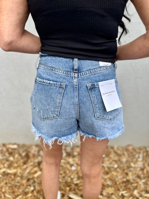 Kinsley High Rise Bandless Denim Shorts