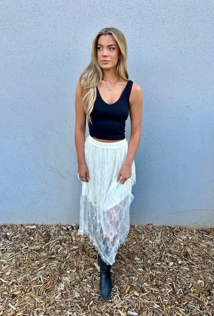 Madelyn Lace Cascading High Waist Skirt