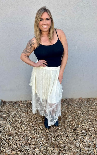 Madelyn Lace Cascading High Waist Skirt