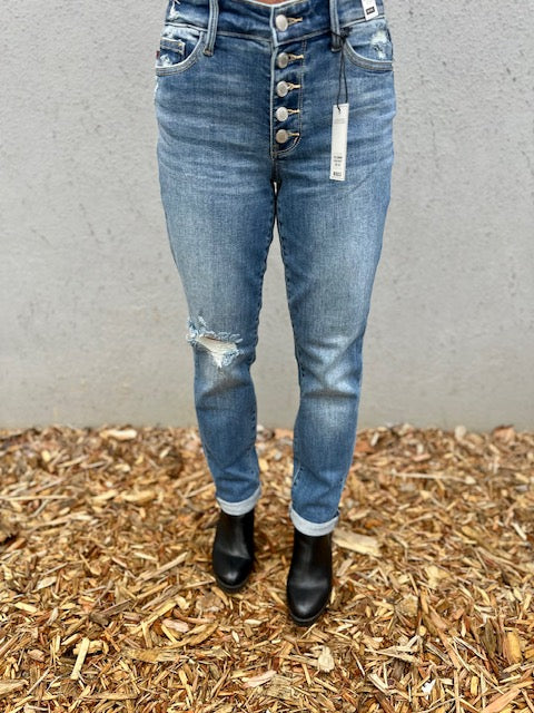 Maven Button-Fly Boyfriend Jeans