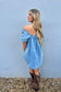Ruby Bubble Sleeve Denim Babydoll Dress