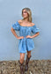 Ruby Bubble Sleeve Denim Babydoll Dress