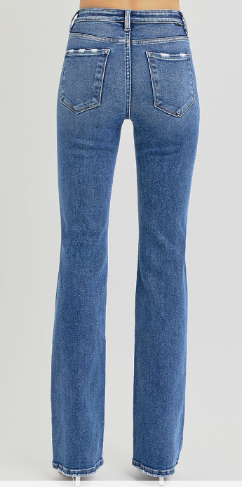Risen Tummy Control High Rise Straight Jeans – Medium Wash