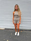 Seamless Racerback Tank Top Short Set-Top