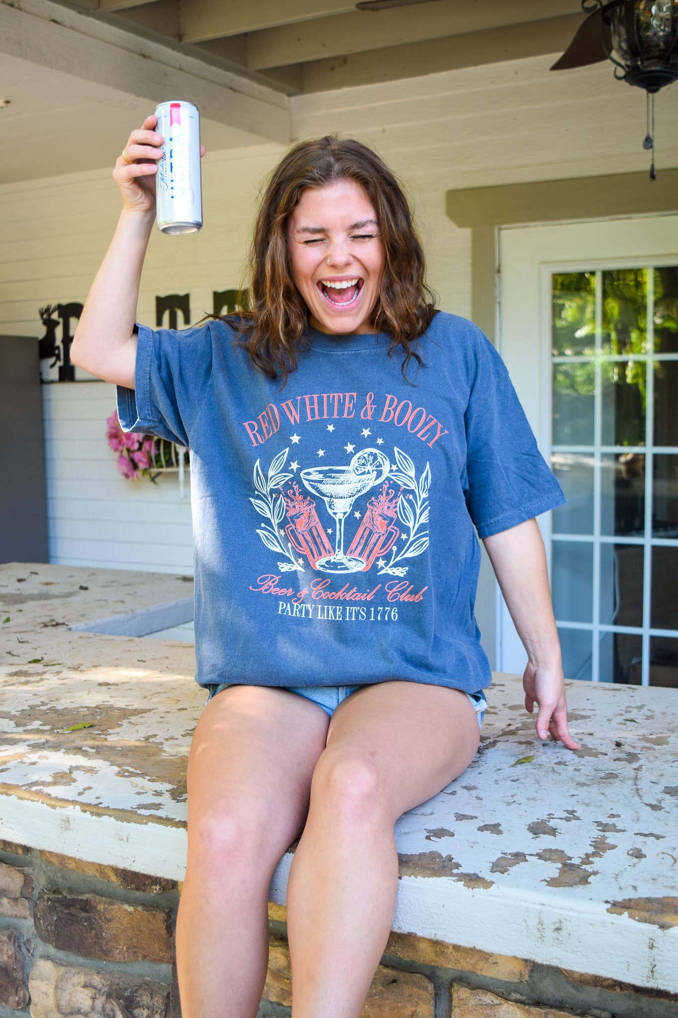 Red, White & Boozy Oversized Graphic Tee