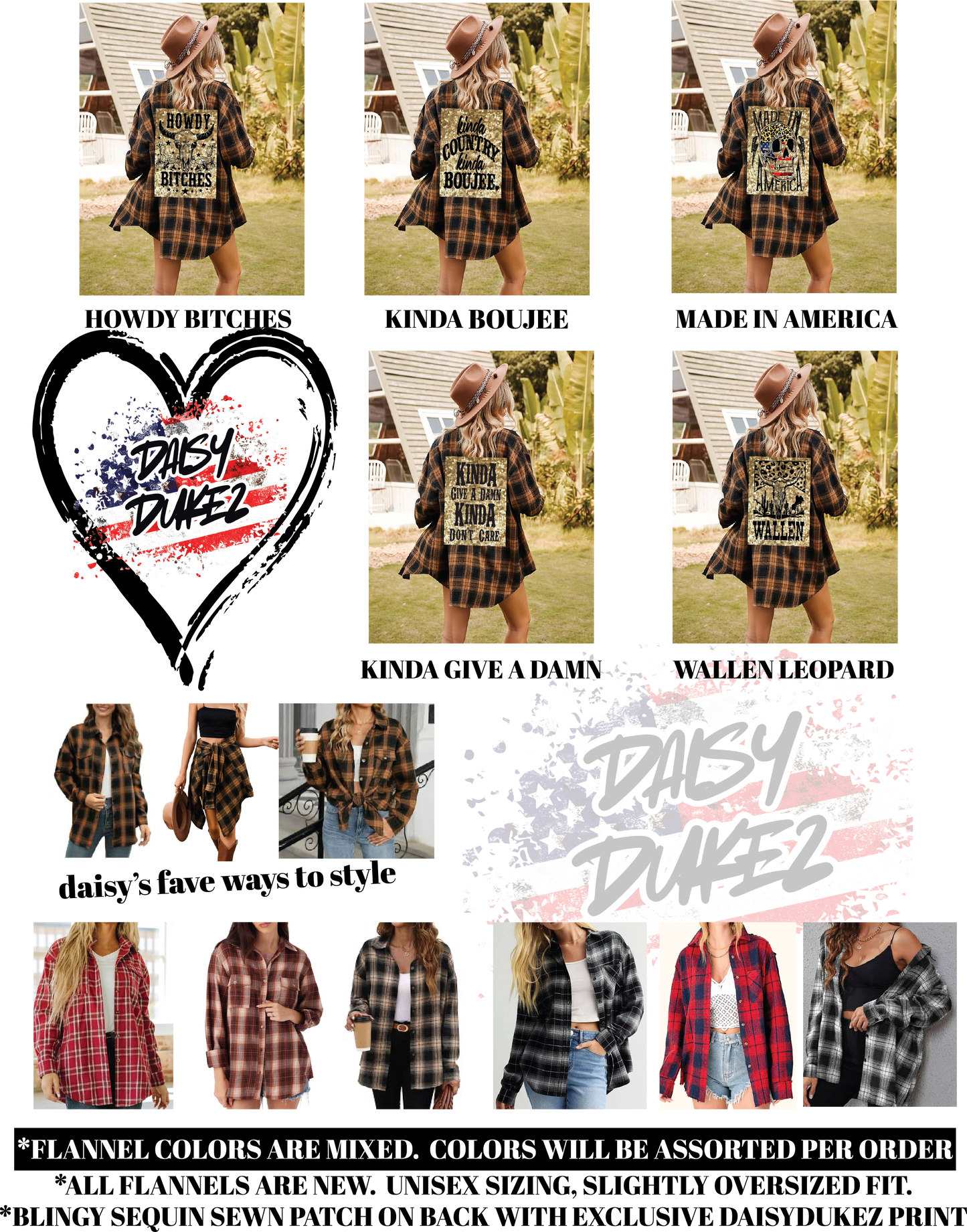 HOWDY BITCHES Sequins Flannel 