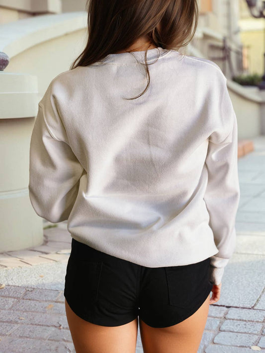 FOOTBALL 3D Letter Graphic Crew Neck Sweatshirt
