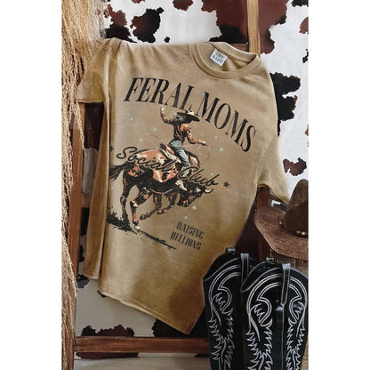 Feral Moms Social Club Graphic Tee – Western Cowboy Rodeo Mom Shirt