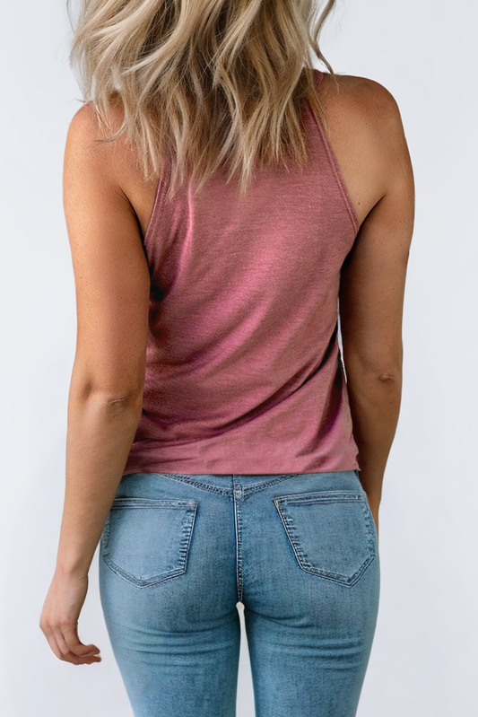 Sunset Sips Halter Tank – Rose Heathered Knit