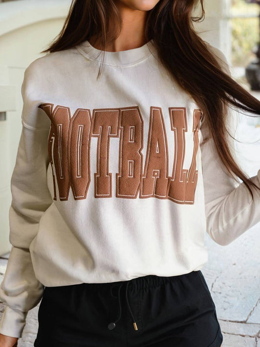 FOOTBALL 3D Letter Graphic Crew Neck Sweatshirt