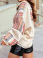 Waffle Knit Patchwork Button-Up Henley – Rustic Stripe Mix